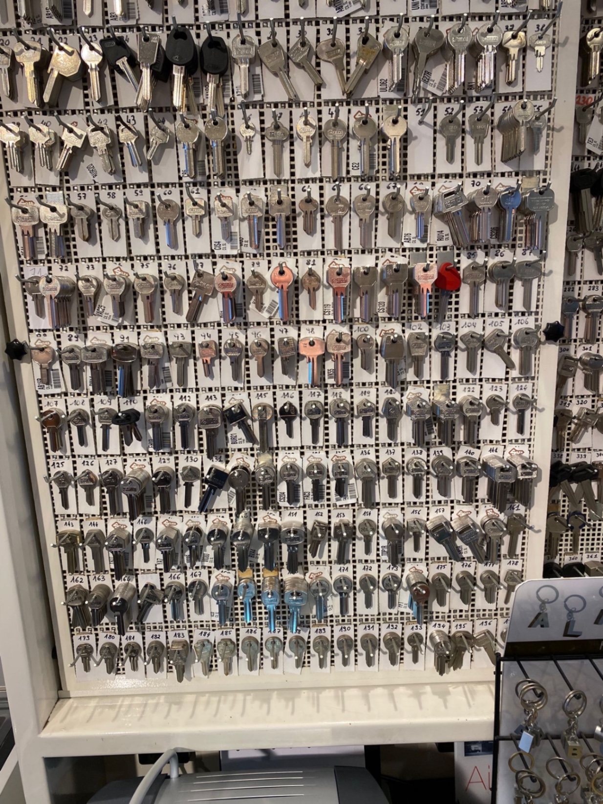 Sleutelassortiment in de zaak